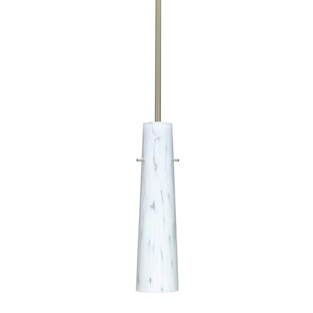 Besa Lighting Camino Stem Pendant, Carrera, Satin Nickel Finish, 1x50W Candelabra 1TT-567419-SN